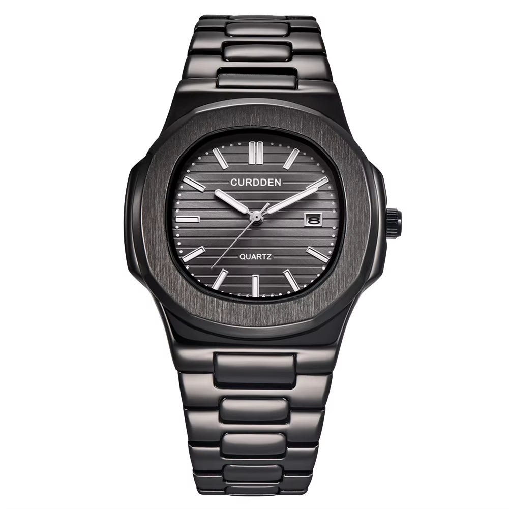 CURDDEN Top Business Men Watch Calendar Analog Stainless Steel Band Male Quartz Wrist Watch Relojes Para Hombre
