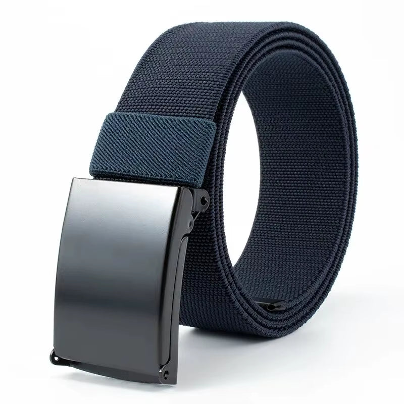 Men'S Belt Nylon Tactical Belt Metal Buckle Woven Elastic Belt Outdoor Training with Pants Jeans Belt Leisure Woven Belts Unisex
