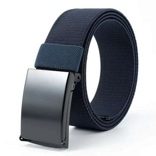 Men'S Belt Nylon Tactical Belt Metal Buckle Woven Elastic Belt Outdoor Training with Pants Jeans Belt Leisure Woven Belts Unisex