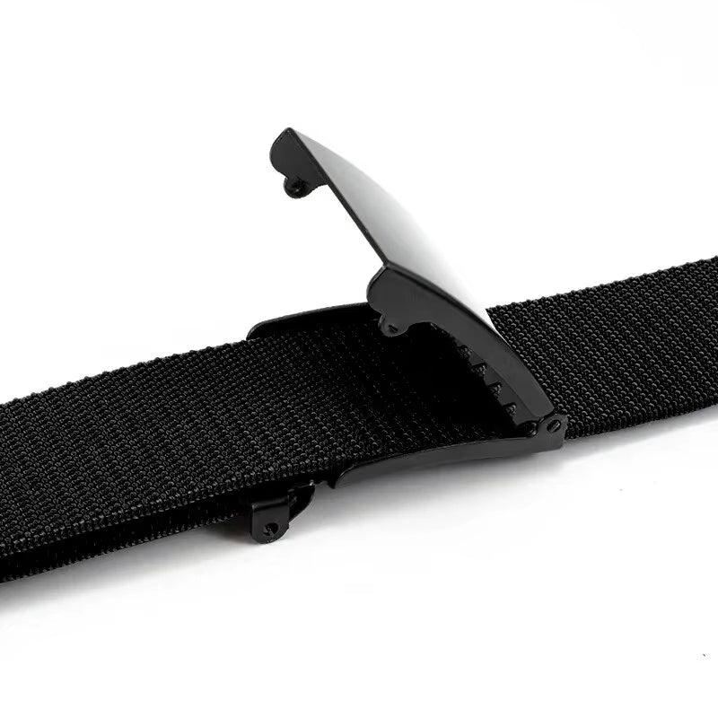 Men'S Belt Nylon Tactical Belt Metal Buckle Woven Elastic Belt Outdoor Training with Pants Jeans Belt Leisure Woven Belts Unisex