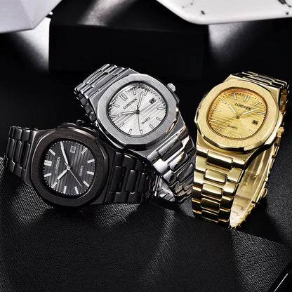 CURDDEN Top Business Men Watch Calendar Analog Stainless Steel Band Male Quartz Wrist Watch Relojes Para Hombre