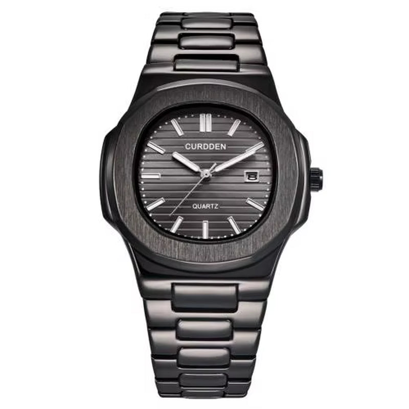 CURDDEN Top Business Men Watch Calendar Analog Stainless Steel Band Male Quartz Wrist Watch Relojes Para Hombre