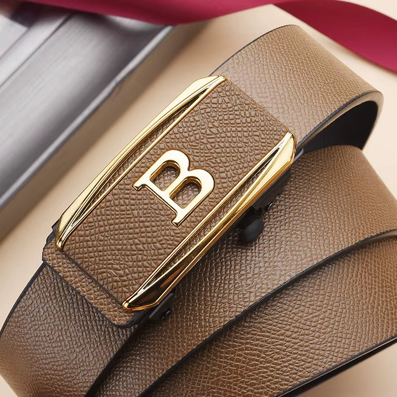 The New Buckle Toothless Automatic Buckle Belt Men'S Casual Style Business All-Match Waist Belt Personality Youth Trendy Pants