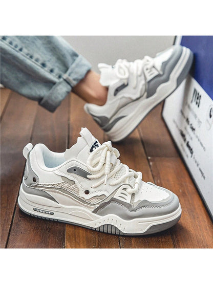 Fashion Men'S Casual Platform Sneakers Thick-Soled Running Shoes All-Match Comfortable Students' Casual Shoes, Lace-Up White Shoes for Men