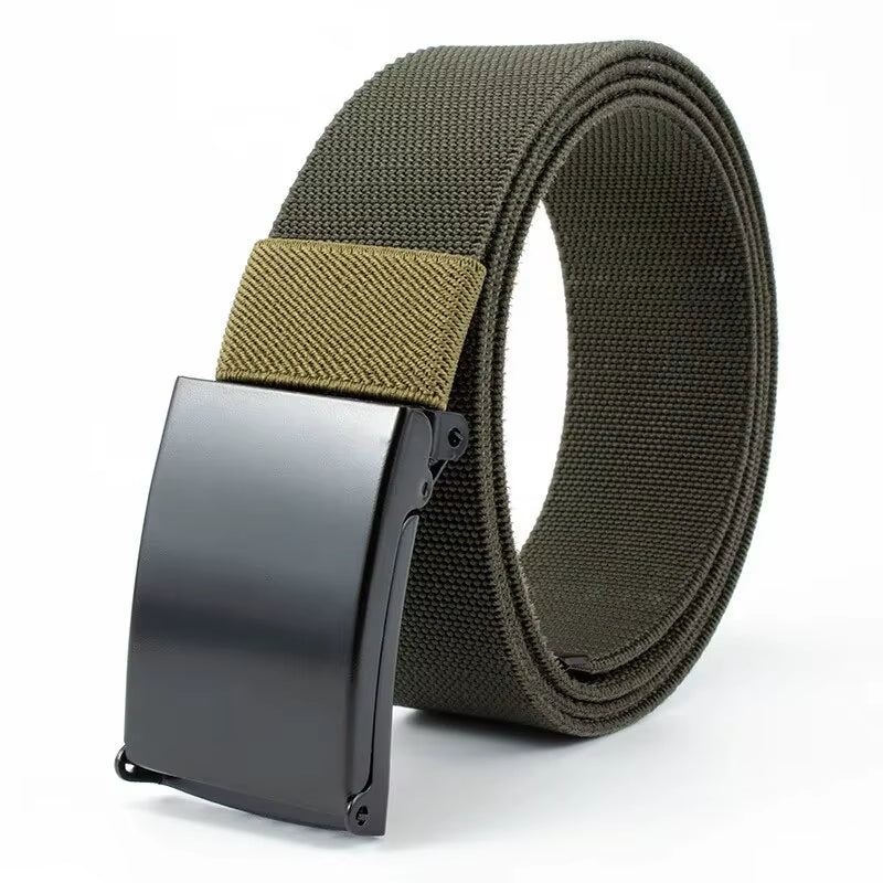 Men'S Belt Nylon Tactical Belt Metal Buckle Woven Elastic Belt Outdoor Training with Pants Jeans Belt Leisure Woven Belts Unisex