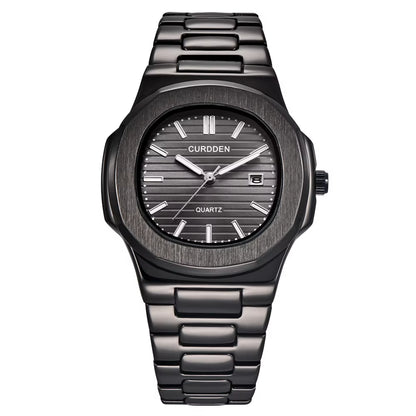 CURDDEN Top Business Men Watch Calendar Analog Stainless Steel Band Male Quartz Wrist Watch Relojes Para Hombre