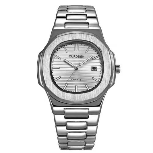CURDDEN Top Business Men Watch Calendar Analog Stainless Steel Band Male Quartz Wrist Watch Relojes Para Hombre