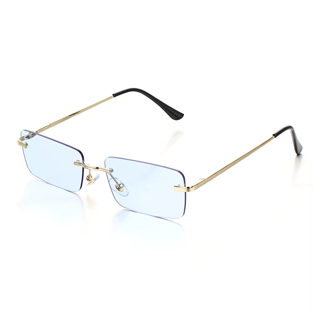 Retro UV400 Fashion Rectangle Rimless Women Sunglasses Unisex Retro Luxury Design Gradient Small Eyewear
