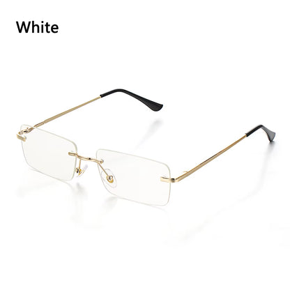 Retro UV400 Fashion Rectangle Rimless Women Sunglasses Unisex Retro Luxury Design Gradient Small Eyewear