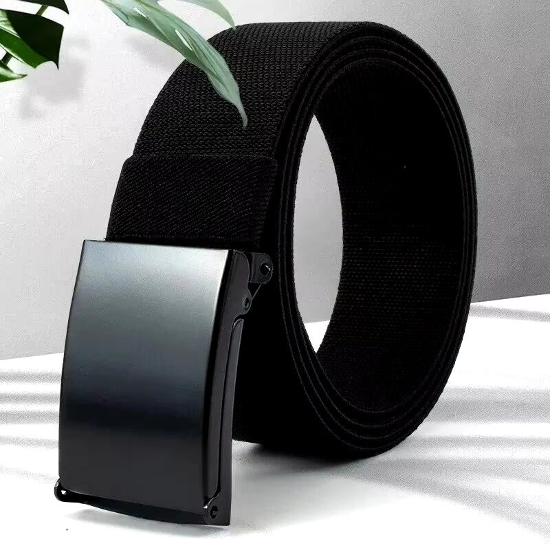 Men'S Belt Nylon Tactical Belt Metal Buckle Woven Elastic Belt Outdoor Training with Pants Jeans Belt Leisure Woven Belts Unisex