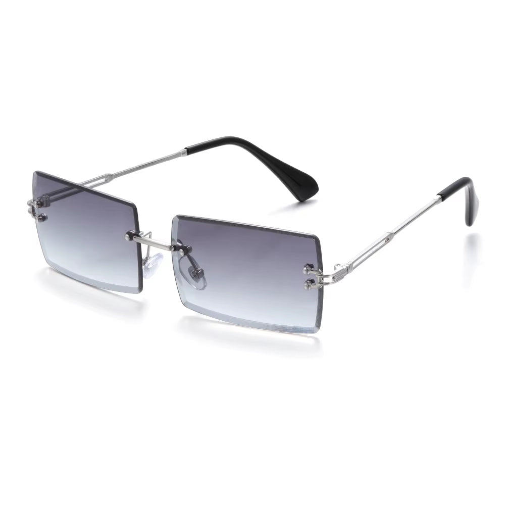 Retro UV400 Fashion Rectangle Rimless Women Sunglasses Unisex Retro Luxury Design Gradient Small Eyewear