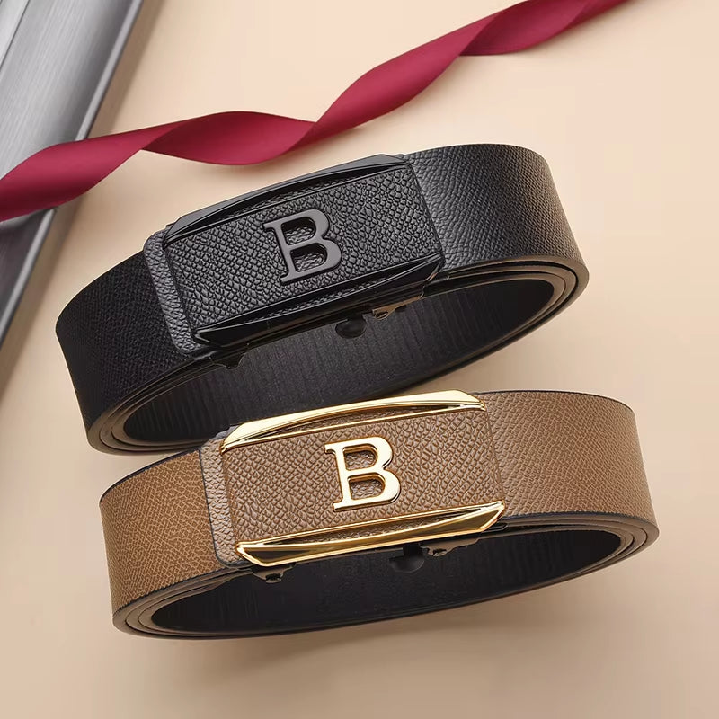 The New Buckle Toothless Automatic Buckle Belt Men'S Casual Style Business All-Match Waist Belt Personality Youth Trendy Pants