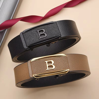 The New Buckle Toothless Automatic Buckle Belt Men'S Casual Style Business All-Match Waist Belt Personality Youth Trendy Pants